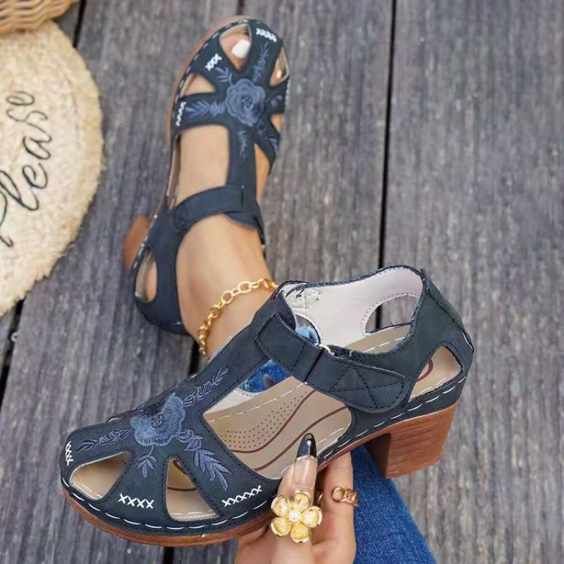 Formal Women Daily Wear Footwear - Women's Sandals Mid Block Heel Floral