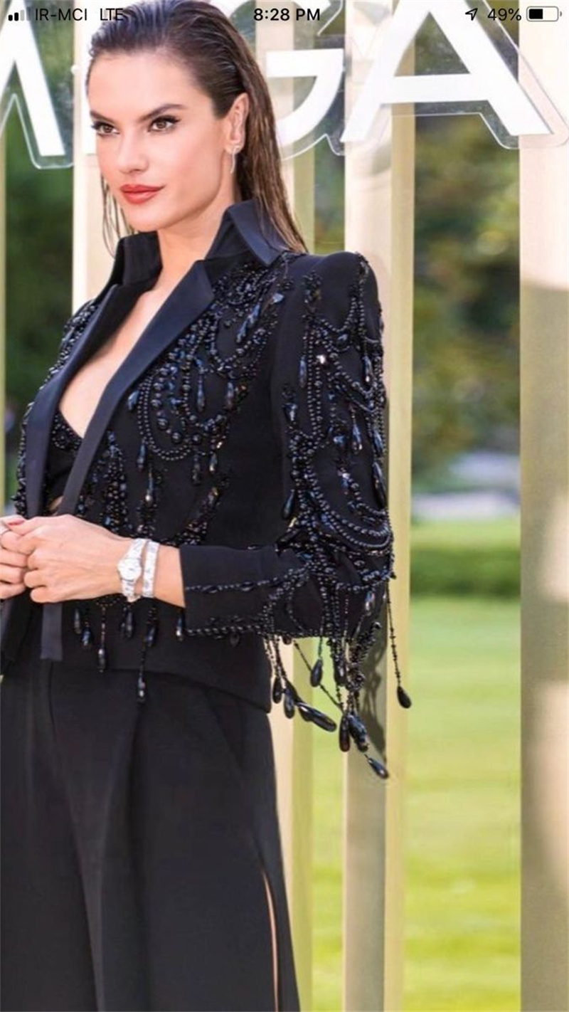 Black Crystals Women Suits Set - đánh giá và giá Women Formal Wear With Black Blazer