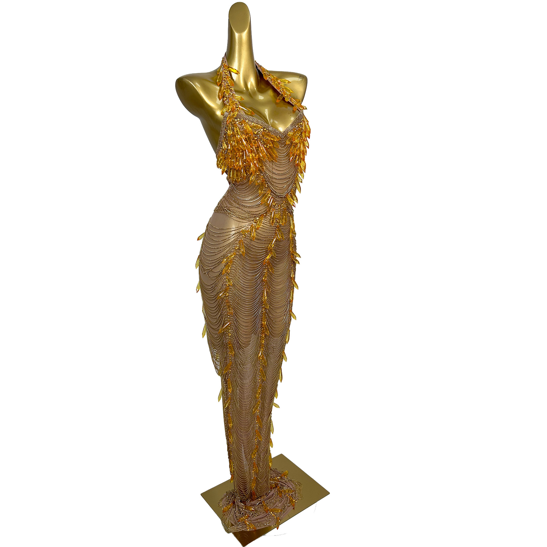 Gold Backless Diamond Tassel E - đánh giá và giá Women'S Formal Wear Plus Size