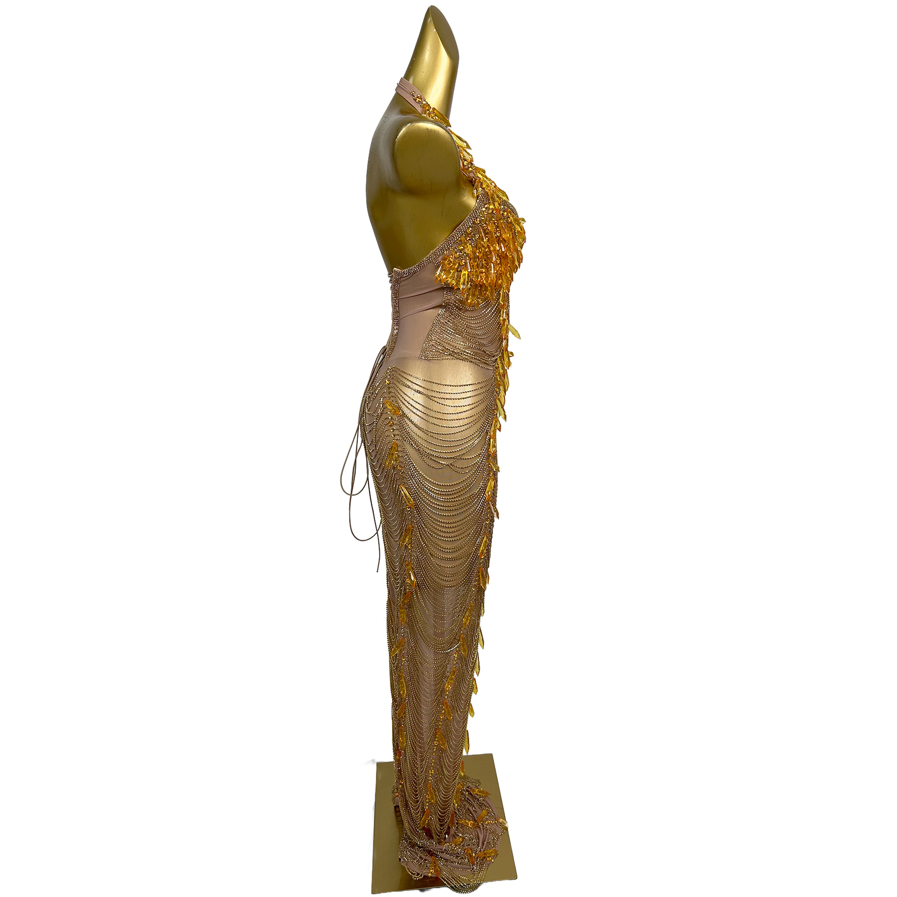 Gold Backless Diamond Tassel E - đánh giá và giá Women'S Formal Wear Plus Size