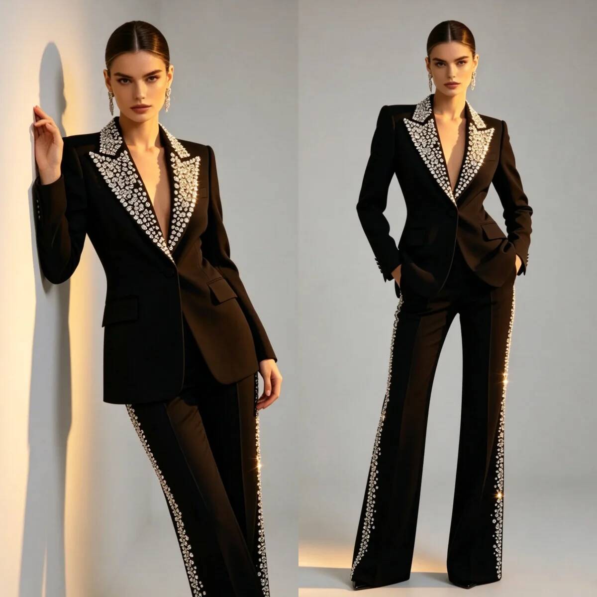 Fashion Crystals 2 Pieces Suit - đánh giá và giá Women'S Formal Wear Plus Size