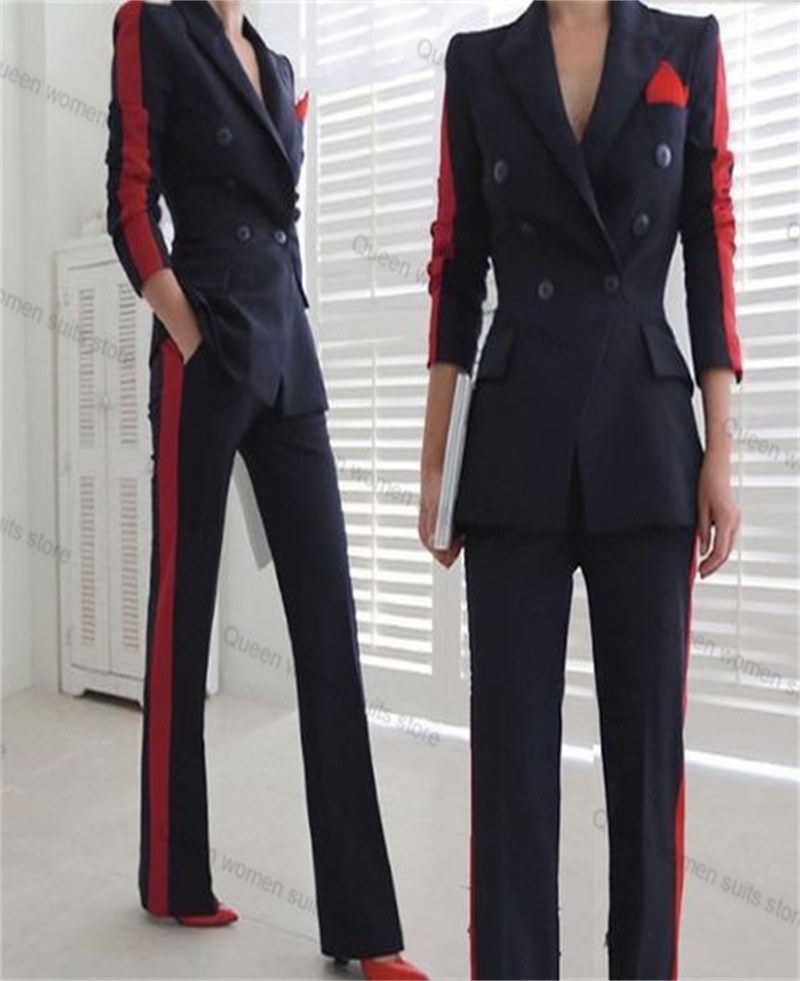 Red Black Autumn Women Suit Se - đánh giá và giá Women Formal Wear With Black Blazer