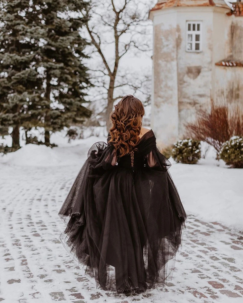 Gothic Đen Áo Cưới Một Dòng Re - đánh giá và giá Women'S Gothic Formal Wear
