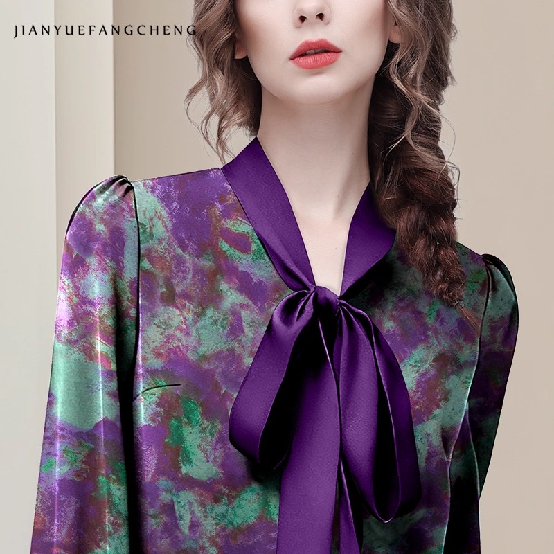 Purple Floral Elegant Satin Bl - đánh giá và giá Women Formal Blouses For Evening Wear