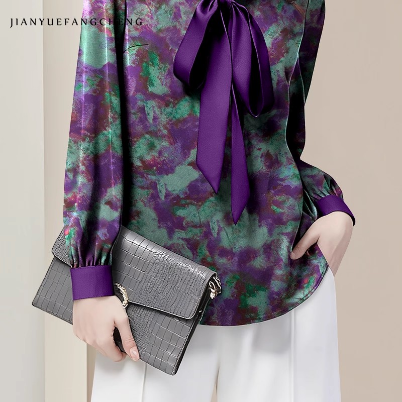 Purple Floral Elegant Satin Bl - đánh giá và giá Women Formal Blouses For Evening Wear
